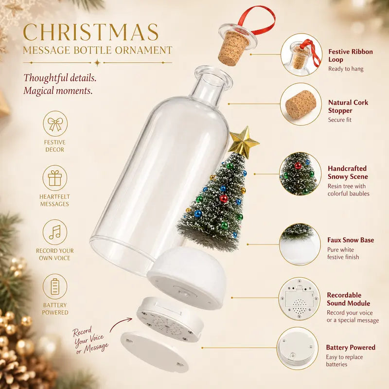 Recordable Christmas Message Bottle Ornament